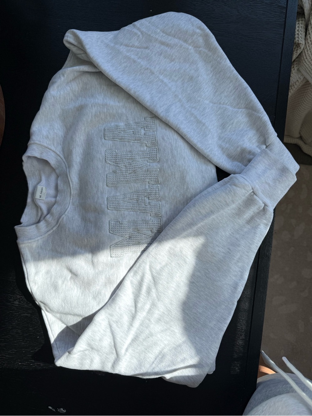MAMA Light Gray Embroidered Crewneck Sweatshirt